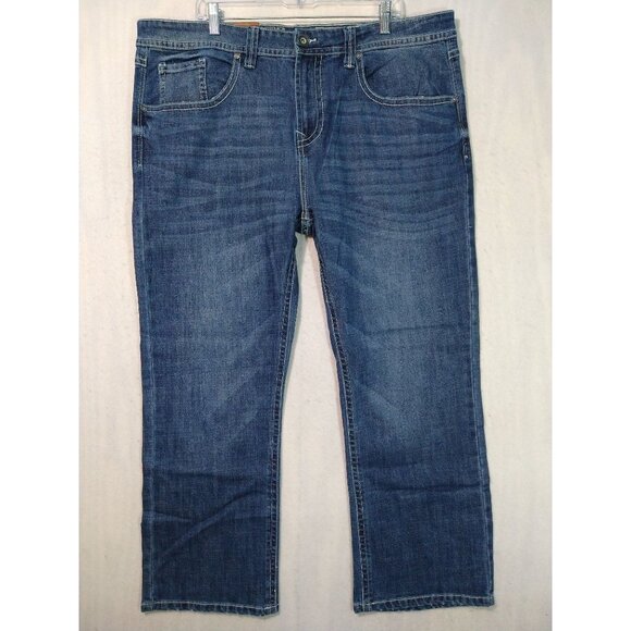 Tk Axel  Jeans Mens 40x30 Blue Denim Slim Boot Stretch Bold Stitch 5 Pockets - Picture 1 of 10